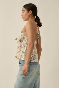 Bouquet in Bloom Floral Smocked Peplum Halter Top - ShopPromesa