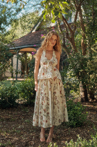 Bouquet in Bloom Floral Smocked Peplum Halter Top - ShopPromesa