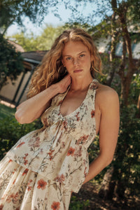 Bouquet in Bloom Floral Smocked Peplum Halter Top - ShopPromesa