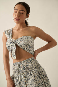 Get Lost Abstract-Print One-Shoulder Bandeau Top - ShopPromesa