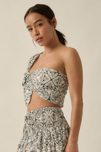 Get Lost Abstract-Print One-Shoulder Bandeau Top - ShopPromesa
