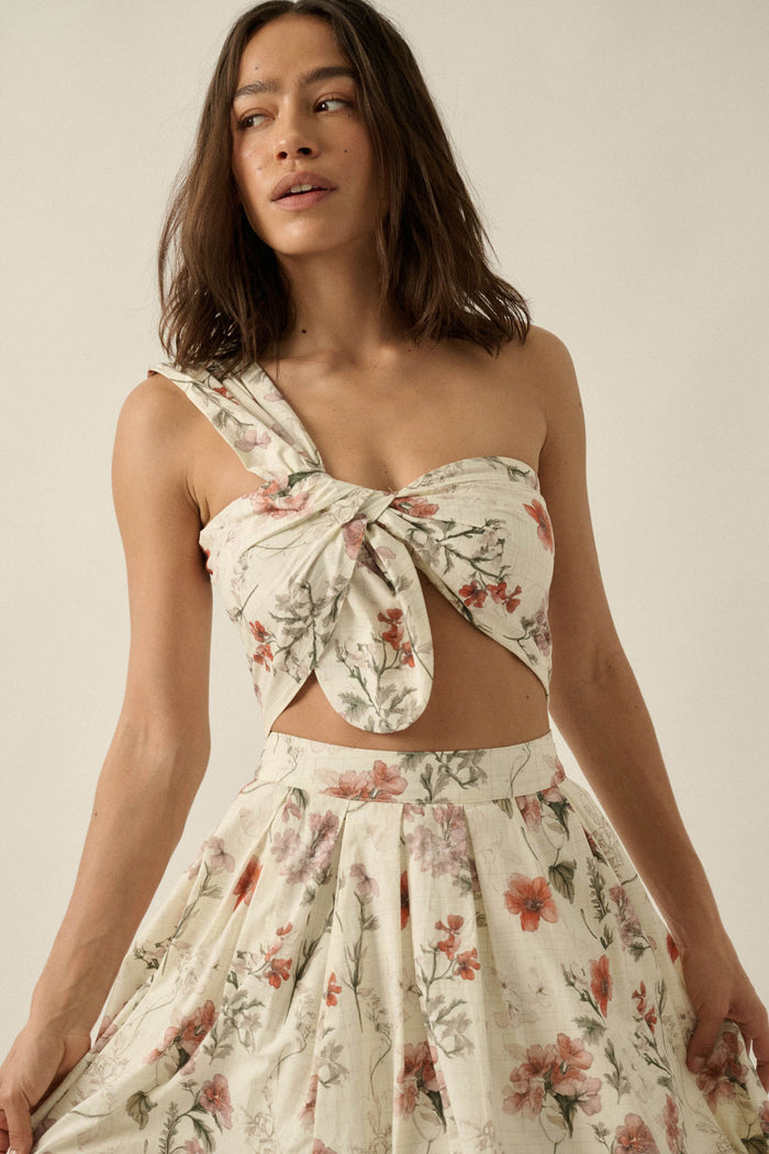 Budding Bouquet Floral One-Shoulder Bandeau Top - ShopPromesa