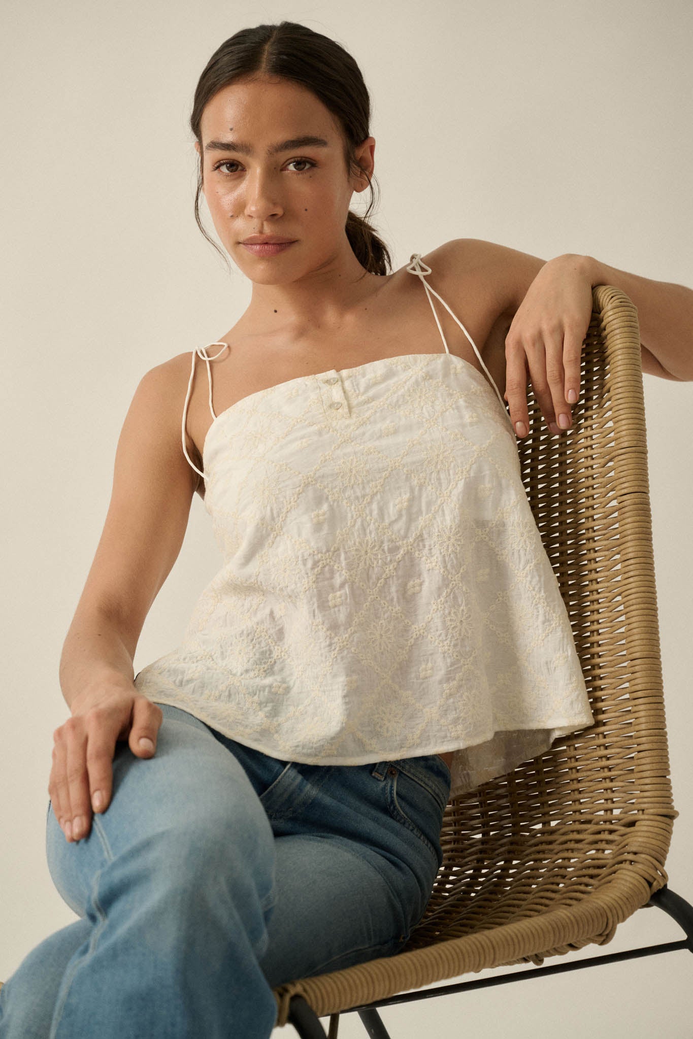 Feeling Flirty Embroidered Straight-Neck Cami Top - ShopPromesa
