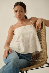 Feeling Flirty Embroidered Straight-Neck Cami Top - ShopPromesa