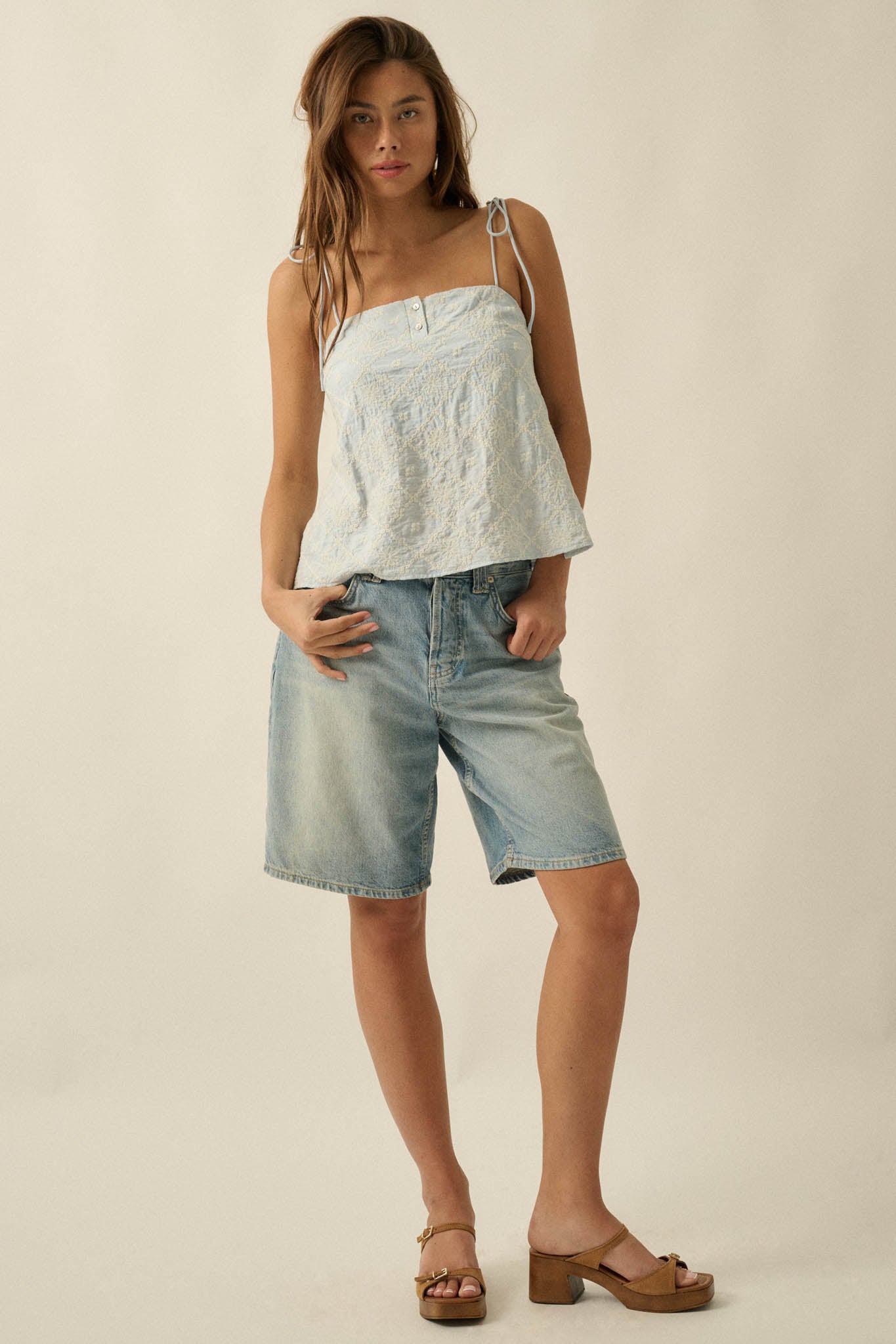 Feeling Flirty Embroidered Straight-Neck Cami Top - ShopPromesa