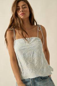 Feeling Flirty Embroidered Straight-Neck Cami Top - ShopPromesa