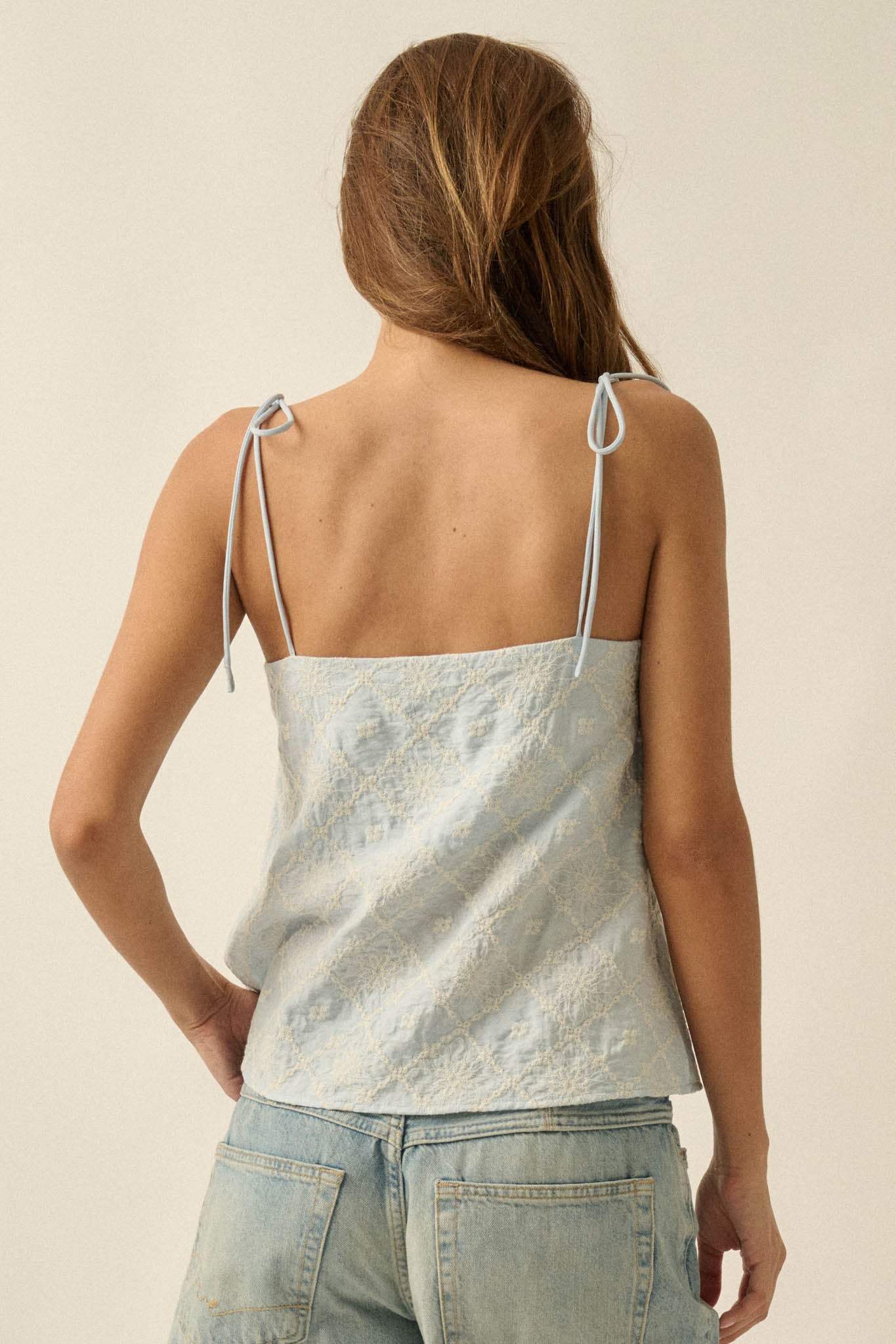 Feeling Flirty Embroidered Straight-Neck Cami Top - ShopPromesa