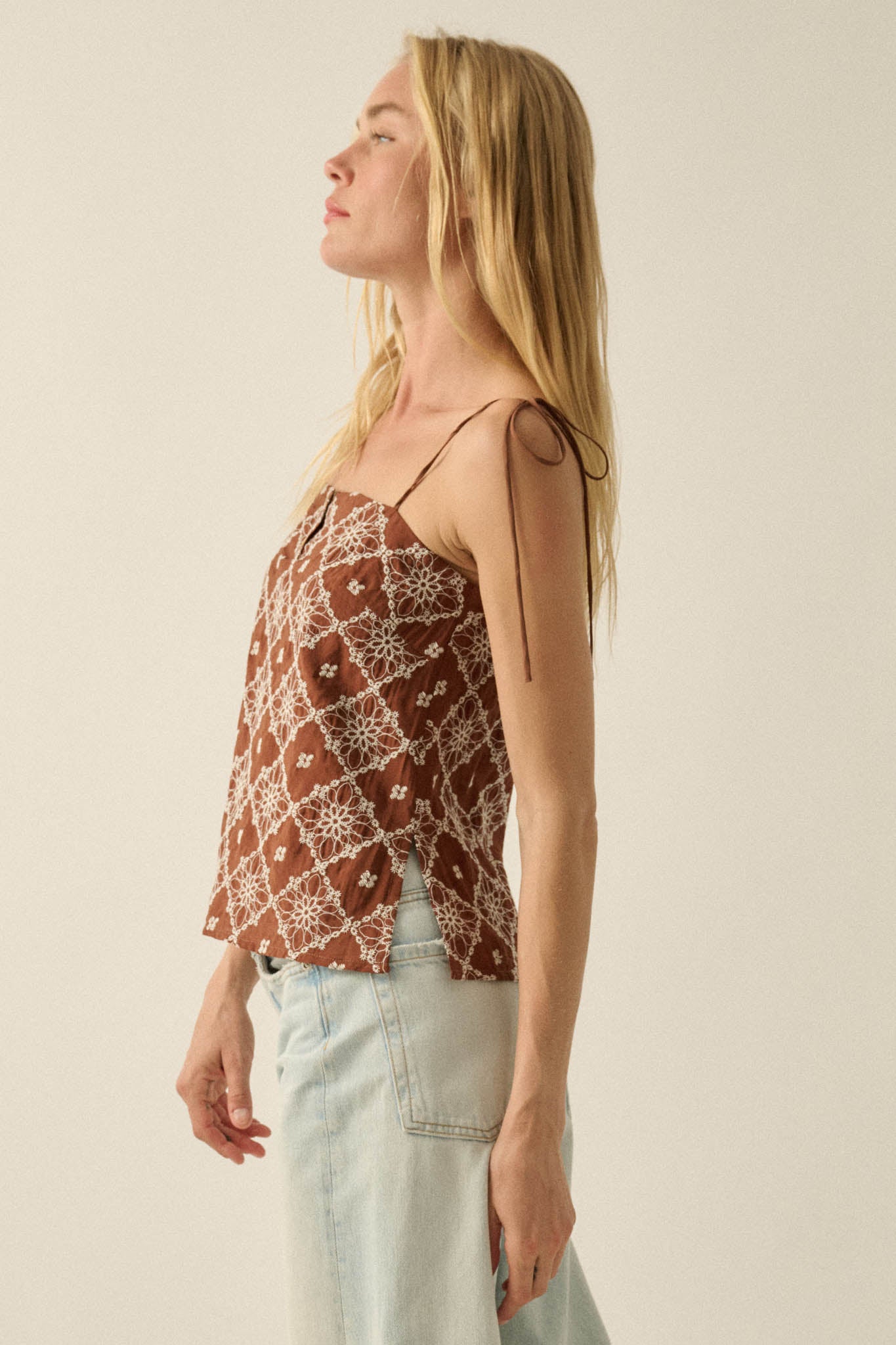 Feeling Flirty Embroidered Straight-Neck Cami Top - ShopPromesa