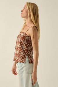 Feeling Flirty Embroidered Straight-Neck Cami Top - ShopPromesa