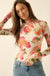 Garden Breeze Floral Mesh Mock-Neck Thumbhole Top - ShopPromesa