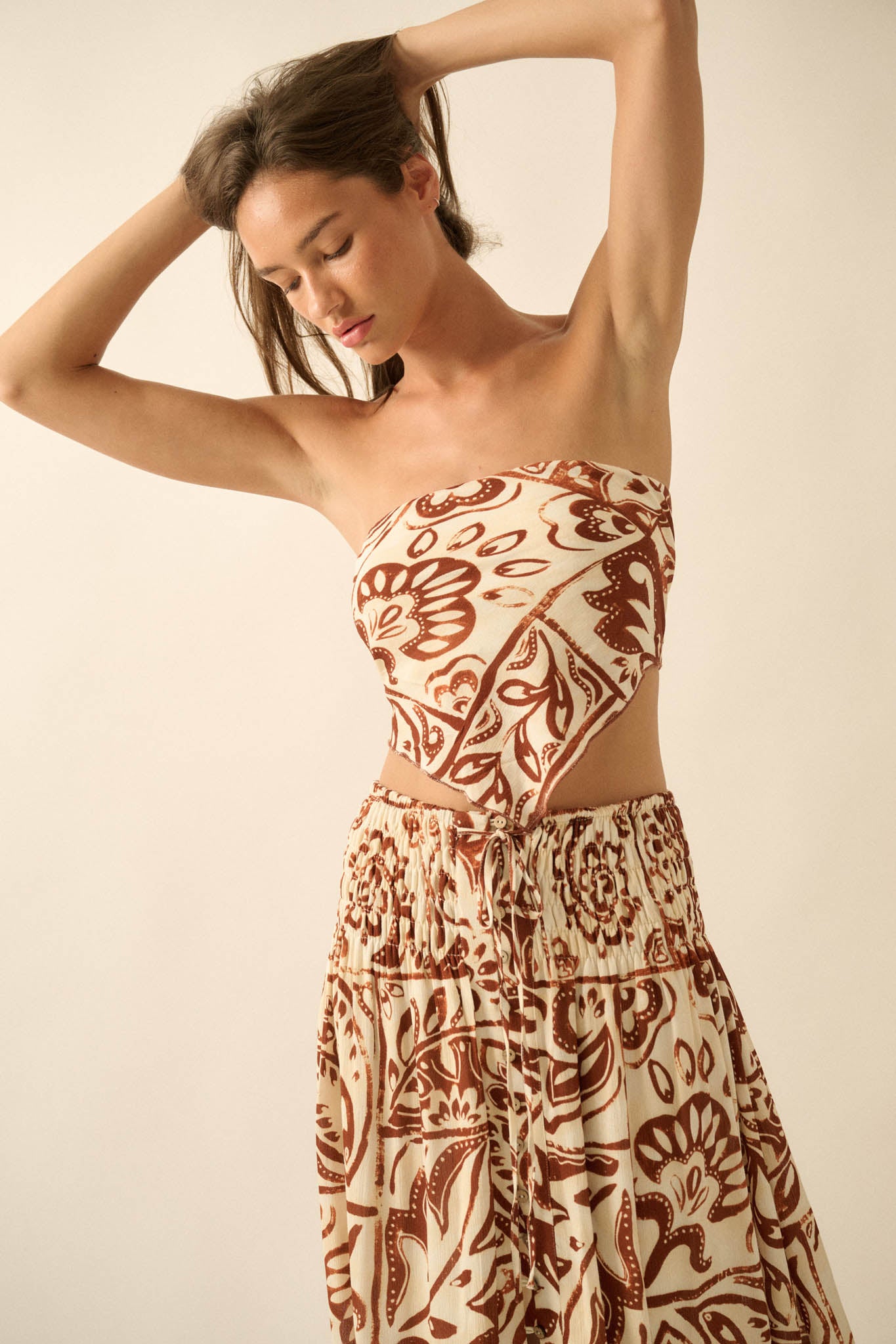 Nomadic Heart Abstract Floral-Print Bandana Top - ShopPromesa