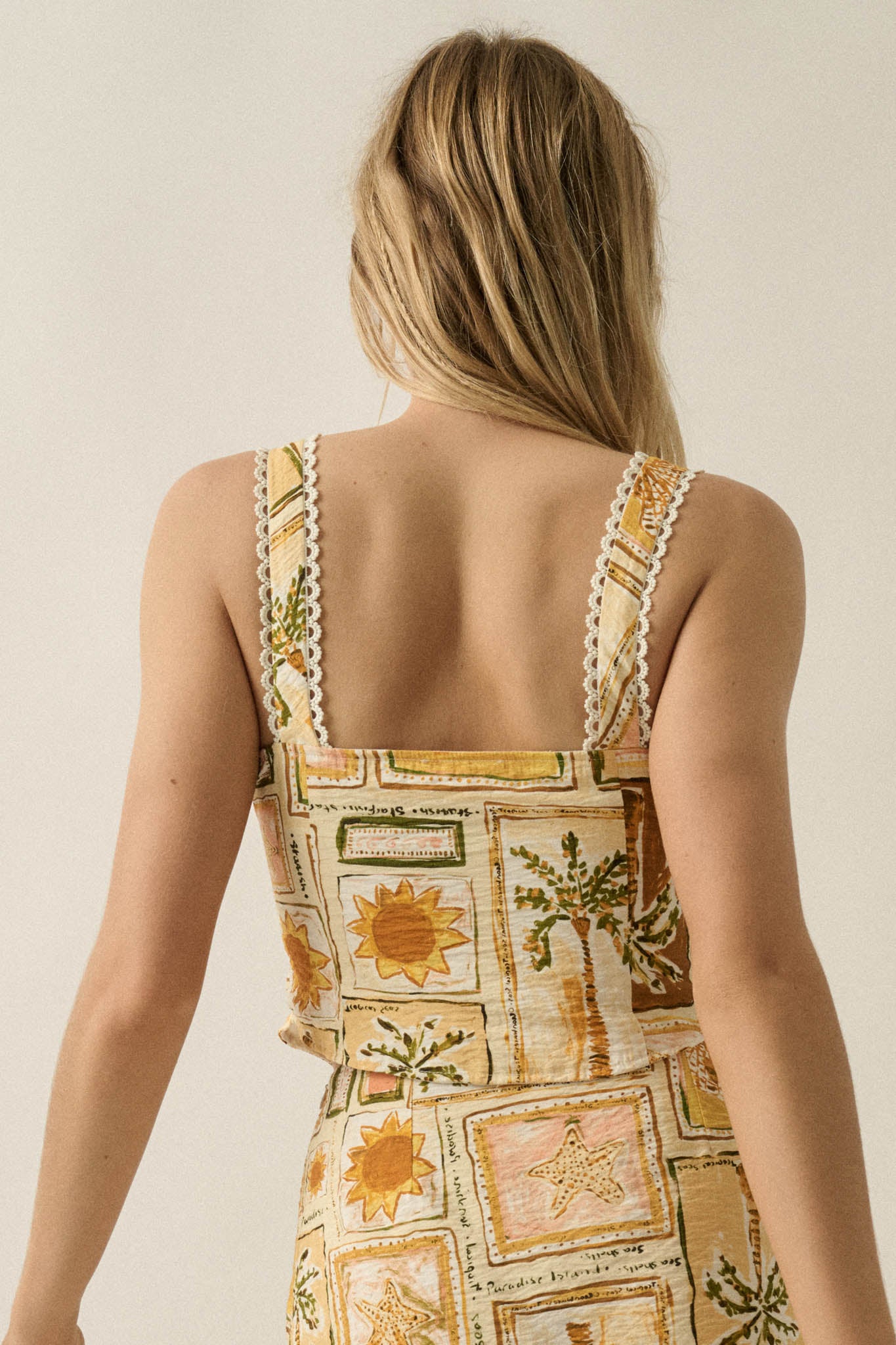 Paradise City Tropical-Print Button Tank Top - ShopPromesa