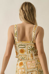 Paradise City Tropical-Print Button Tank Top - ShopPromesa