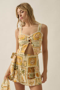 Paradise City Tropical-Print Button Tank Top - ShopPromesa