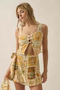 Paradise City Tropical-Print Button Tank Top - ShopPromesa