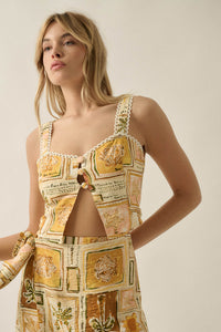 Paradise City Tropical-Print Button Tank Top - ShopPromesa