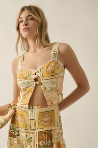 Paradise City Tropical-Print Button Tank Top - ShopPromesa