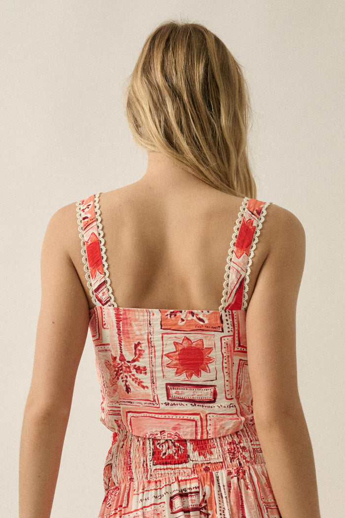 Paradise City Tropical-Print Button Tank Top - ShopPromesa