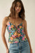 Vivid Blossoms Floral Satin Lace-Up Cami Top - ShopPromesa