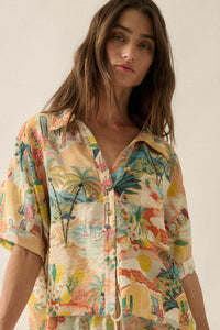 San Juan Serenade Tropical-Print Pocket Shirt - ShopPromesa