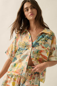 San Juan Serenade Tropical-Print Pocket Shirt - ShopPromesa