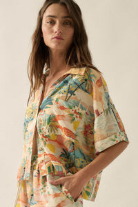 San Juan Serenade Tropical-Print Pocket Shirt - ShopPromesa