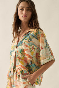 San Juan Serenade Tropical-Print Pocket Shirt - ShopPromesa