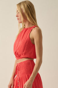 Freedom Song Cotton Gauze Cropped Sleeveless Top - ShopPromesa