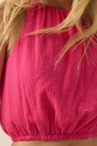 Freedom Song Cotton Gauze Cropped Sleeveless Top - ShopPromesa