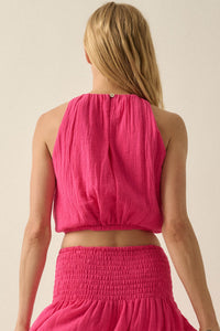 Freedom Song Cotton Gauze Cropped Sleeveless Top - ShopPromesa