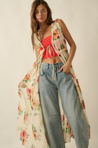 Enchanted Meadow Floral Chiffon Tie-Front Maxi Top - ShopPromesa