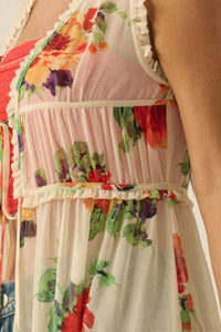 Enchanted Meadow Floral Chiffon Tie-Front Maxi Top - ShopPromesa