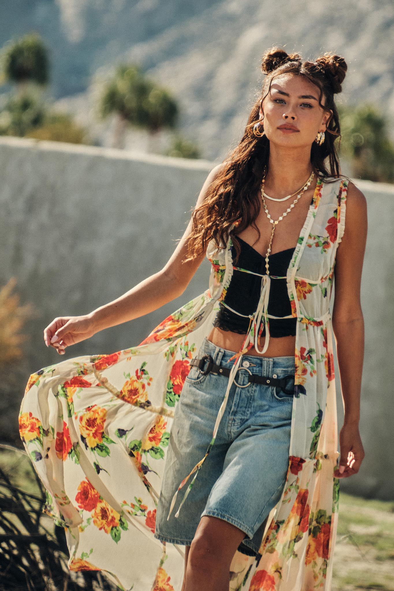 Enchanted Meadow Floral Chiffon Tie-Front Maxi Top - ShopPromesa