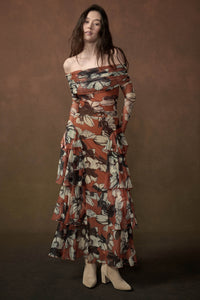 Terracotta Garden Off-Shoulder Foldover Bodysuit - ShopPromesa