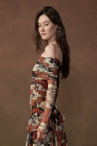 Terracotta Garden Off-Shoulder Foldover Bodysuit - ShopPromesa