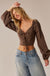 Squared Up Plaid Tie-Front Cropped Balloon-Sleeve Top - ShopPromesa