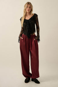 Bella Donna Floral Lace Ruffled Bell-Sleeve Top - ShopPromesa