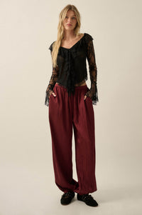 Bella Donna Floral Lace Ruffled Bell-Sleeve Top - ShopPromesa
