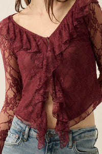 Bella Donna Floral Lace Ruffled Bell-Sleeve Top - ShopPromesa
