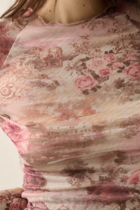 Pretty as a Picture Floral Mesh Thumbhole Top - ShopPromesa