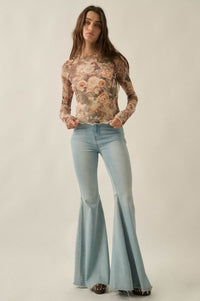 Pretty as a Picture Floral Mesh Thumbhole Top - ShopPromesa