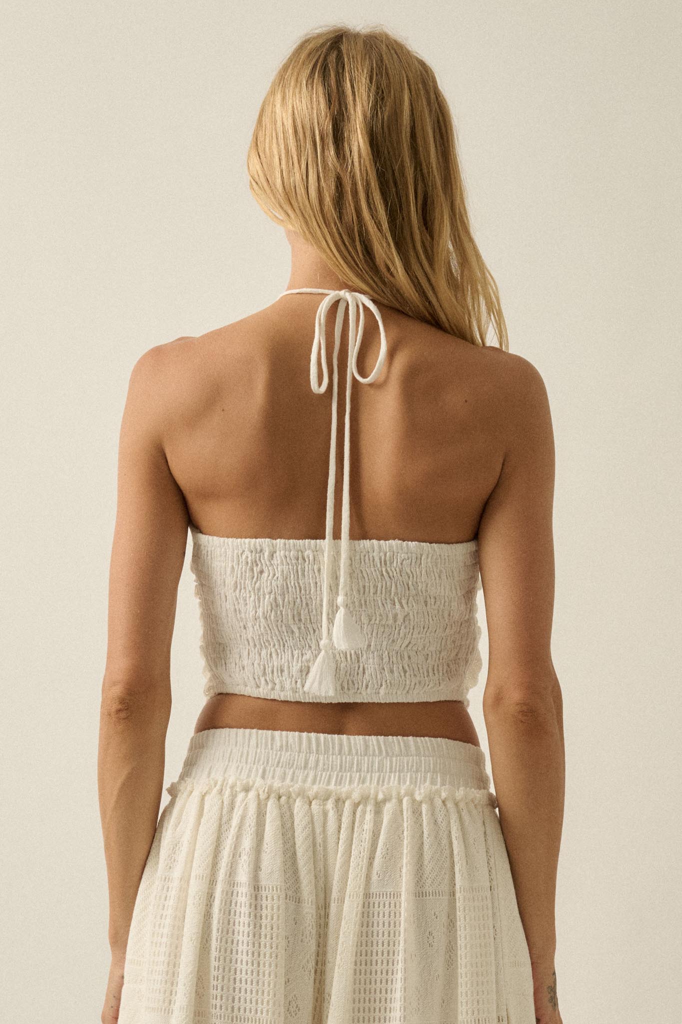See the Light Crochet Lace Bandana Halter Top - ShopPromesa