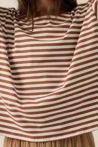 Stripe It Rich Crewneck Striped Cotton Loose-Fit Top - ShopPromesa