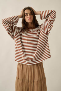 Stripe It Rich Crewneck Striped Cotton Loose-Fit Top - ShopPromesa