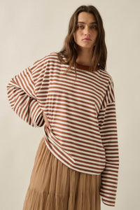 Stripe It Rich Crewneck Striped Cotton Loose-Fit Top - ShopPromesa