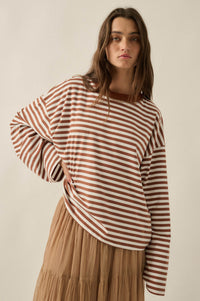 Stripe It Rich Crewneck Striped Cotton Loose-Fit Top - ShopPromesa