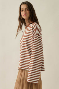 Stripe It Rich Crewneck Striped Cotton Loose-Fit Top - ShopPromesa