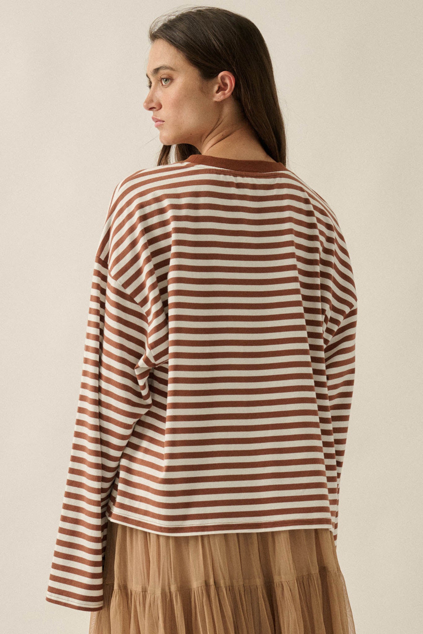Stripe It Rich Crewneck Striped Cotton Loose-Fit Top - ShopPromesa