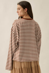 Stripe It Rich Crewneck Striped Cotton Loose-Fit Top - ShopPromesa