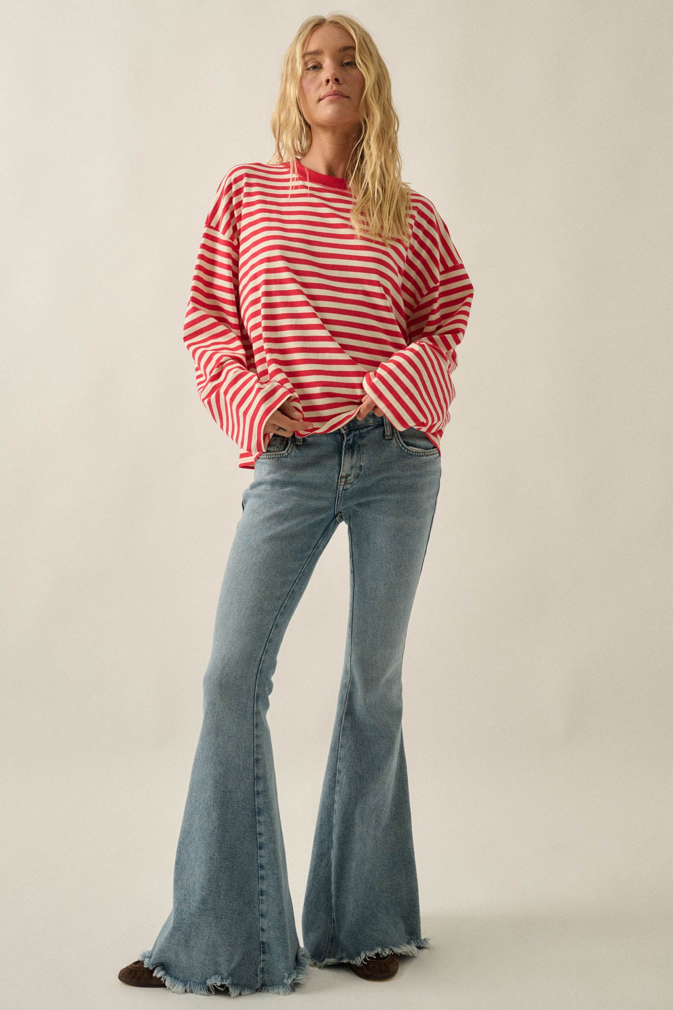 Stripe It Rich Crewneck Striped Cotton Loose-Fit Top - ShopPromesa